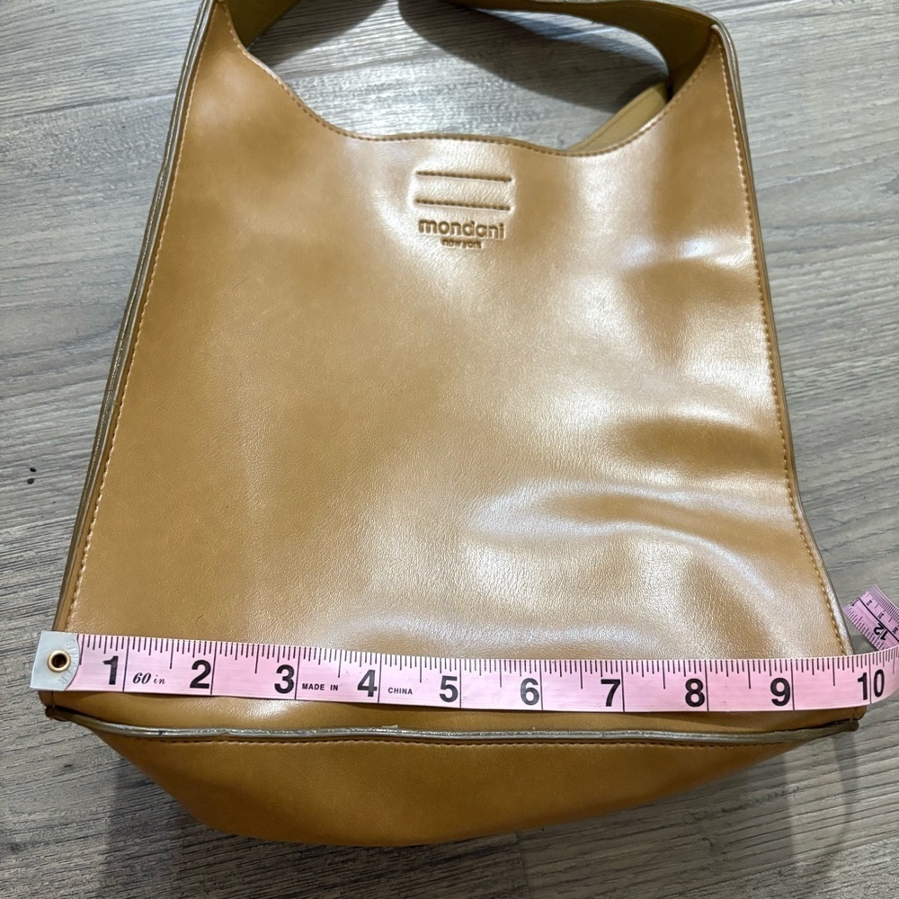 Mondani New York Purse Bag Faux Leather Light Brown Cut Out Design Classic 90s - Picture 5 of 9